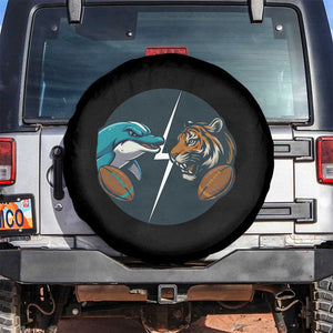 Funny Tiger Vs Dolphin Rivalry Spare Tire Cover Gift For FB Hardcore Fan TS12 No hole Black Print Your Wear
