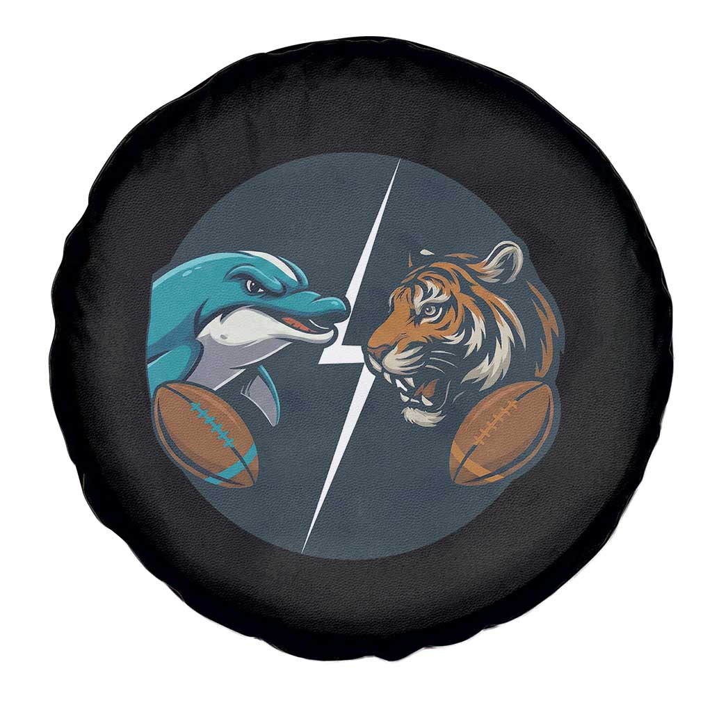 Funny Tiger Vs Dolphin Rivalry Spare Tire Cover Gift For FB Hardcore Fan TS12 Print Your Wear