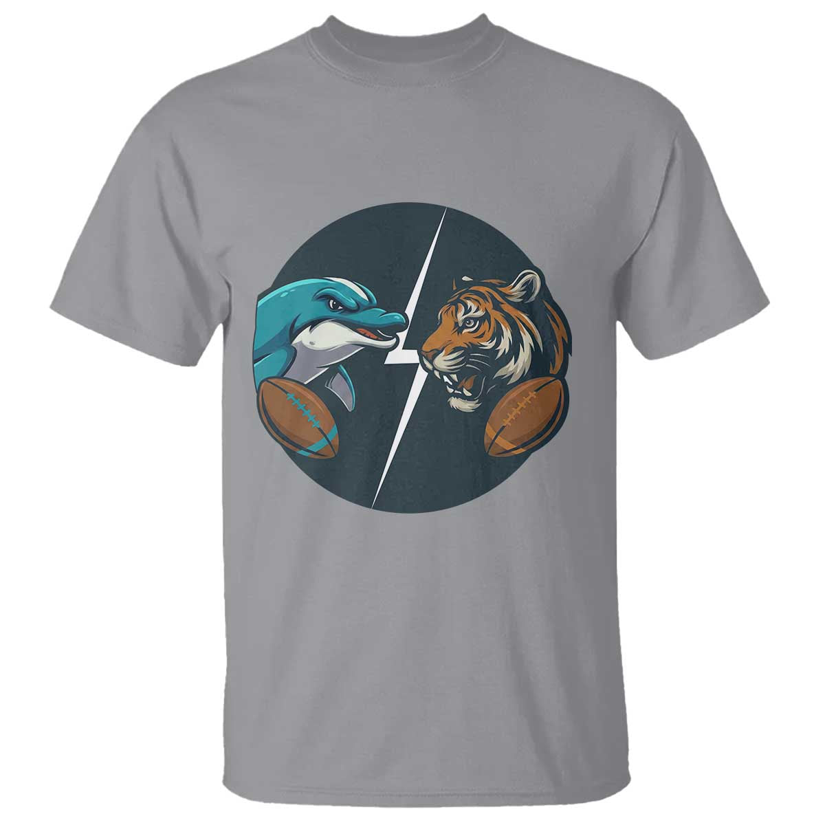Funny Tiger Vs Dolphin Rivalry T Shirt Gift For FB Hardcore Fan TS12 Sport Gray Print Your Wear