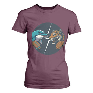 Funny Tiger Vs Dolphin Rivalry T Shirt For Women Gift For FB Hardcore Fan TS12 Maroon Print Your Wear