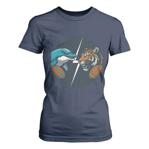 Funny Tiger Vs Dolphin Rivalry T Shirt For Women Gift For FB Hardcore Fan TS12 Navy Print Your Wear