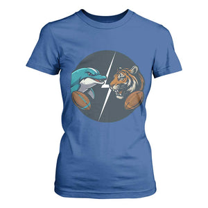 Funny Tiger Vs Dolphin Rivalry T Shirt For Women Gift For FB Hardcore Fan TS12 Royal Blue Print Your Wear