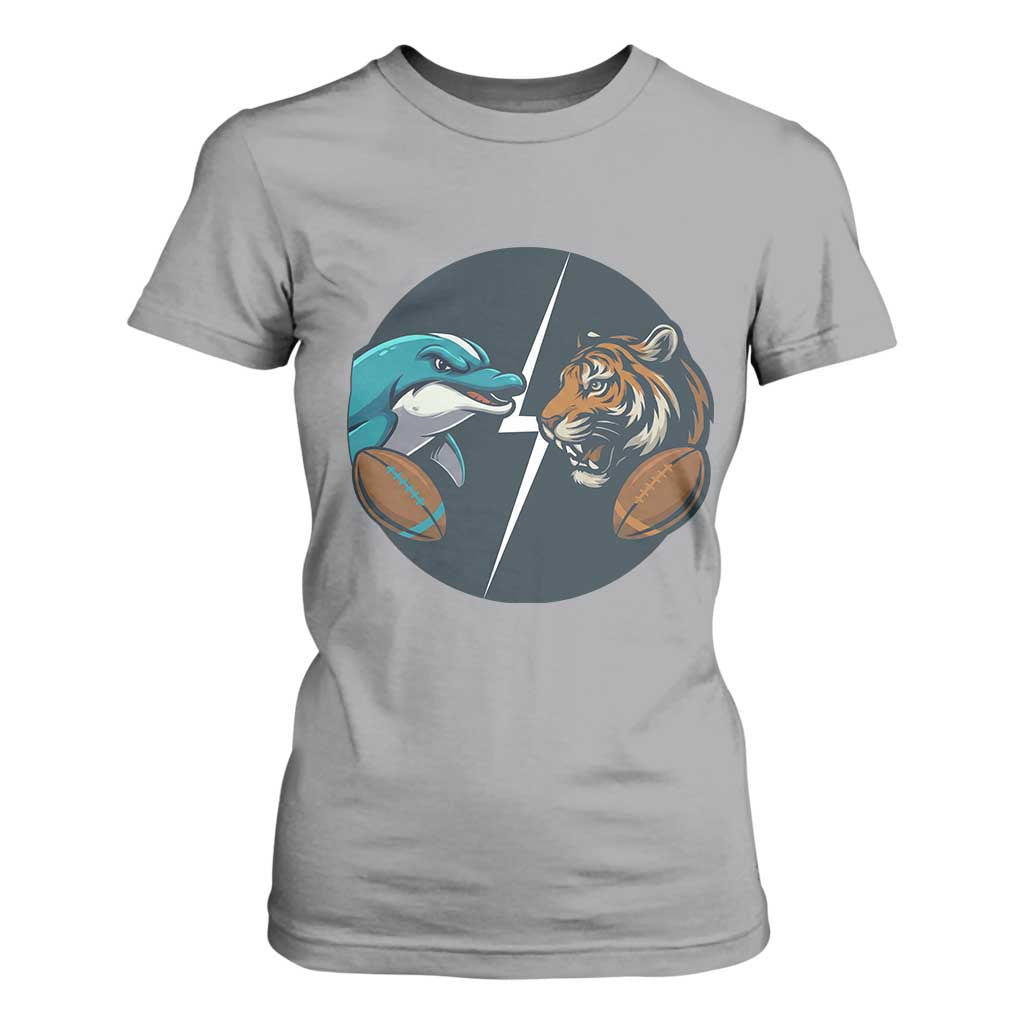Funny Tiger Vs Dolphin Rivalry T Shirt For Women Gift For FB Hardcore Fan TS12 Sport Gray Print Your Wear