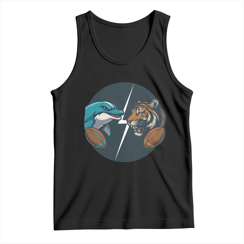 Funny Tiger Vs Dolphin Rivalry Tank Top Gift For FB Hardcore Fan TS12 Black Print Your Wear