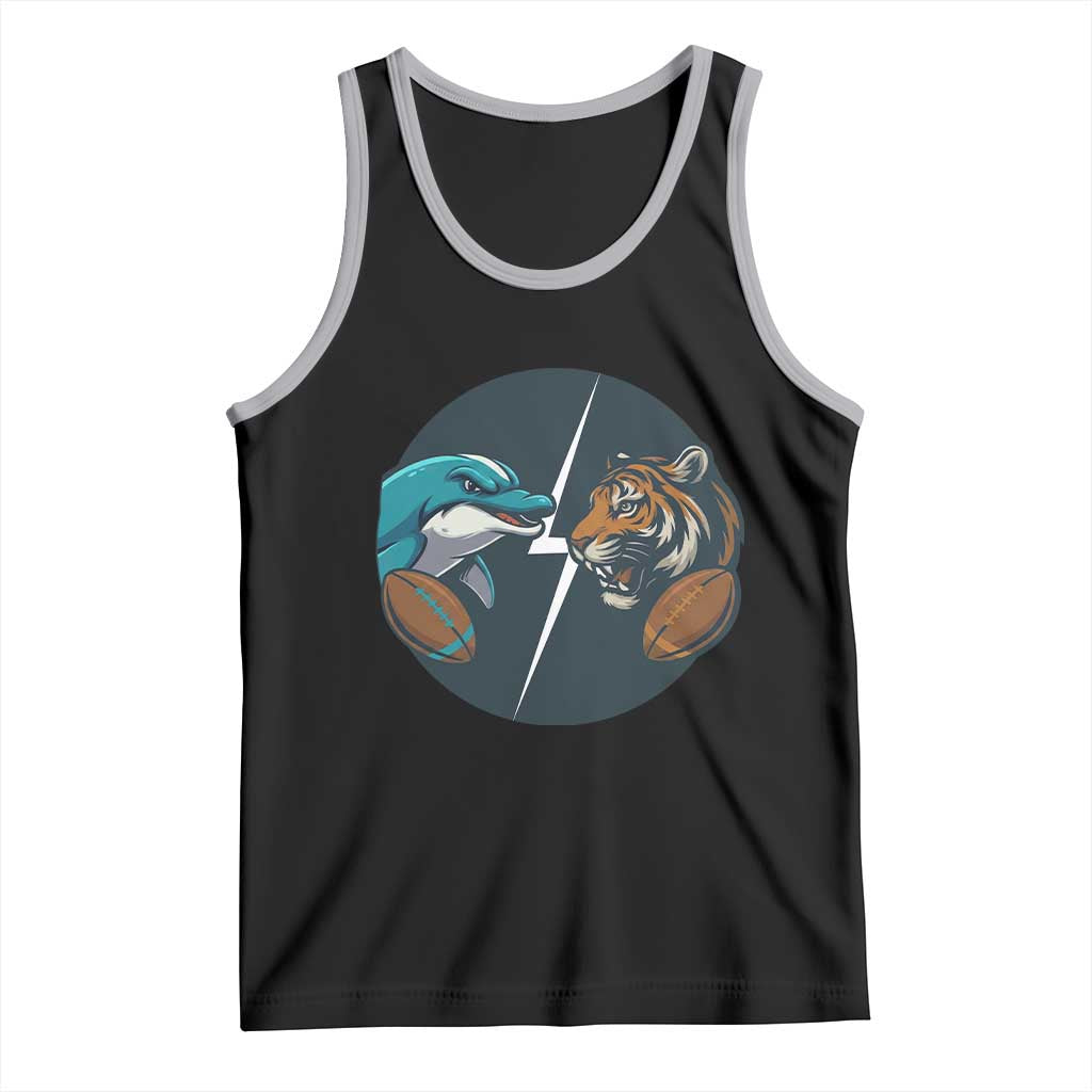 Funny Tiger Vs Dolphin Rivalry Tank Top Gift For FB Hardcore Fan TS12 Black Athletic Heather Print Your Wear