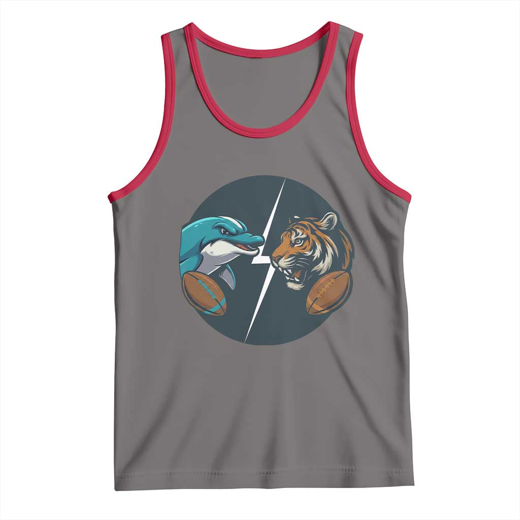 Funny Tiger Vs Dolphin Rivalry Tank Top Gift For FB Hardcore Fan TS12 Deep Heather Red Print Your Wear