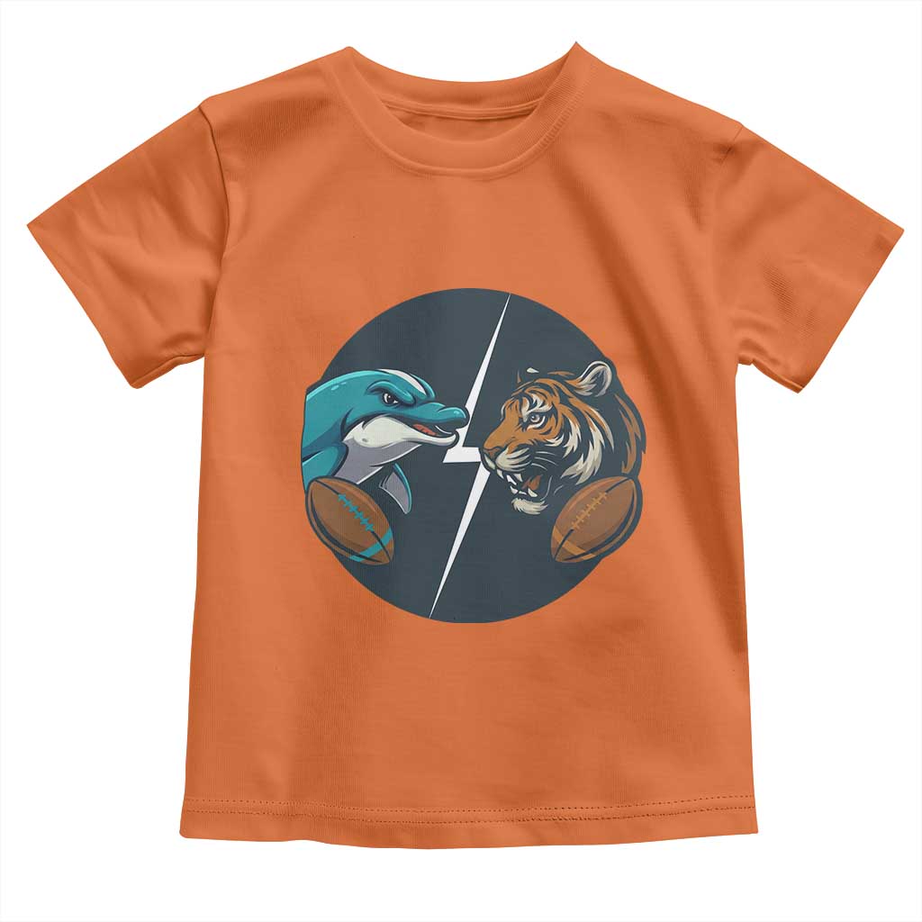 Funny Tiger Vs Dolphin Rivalry Toddler T Shirt Gift For FB Hardcore Fan TS12 Orange Print Your Wear