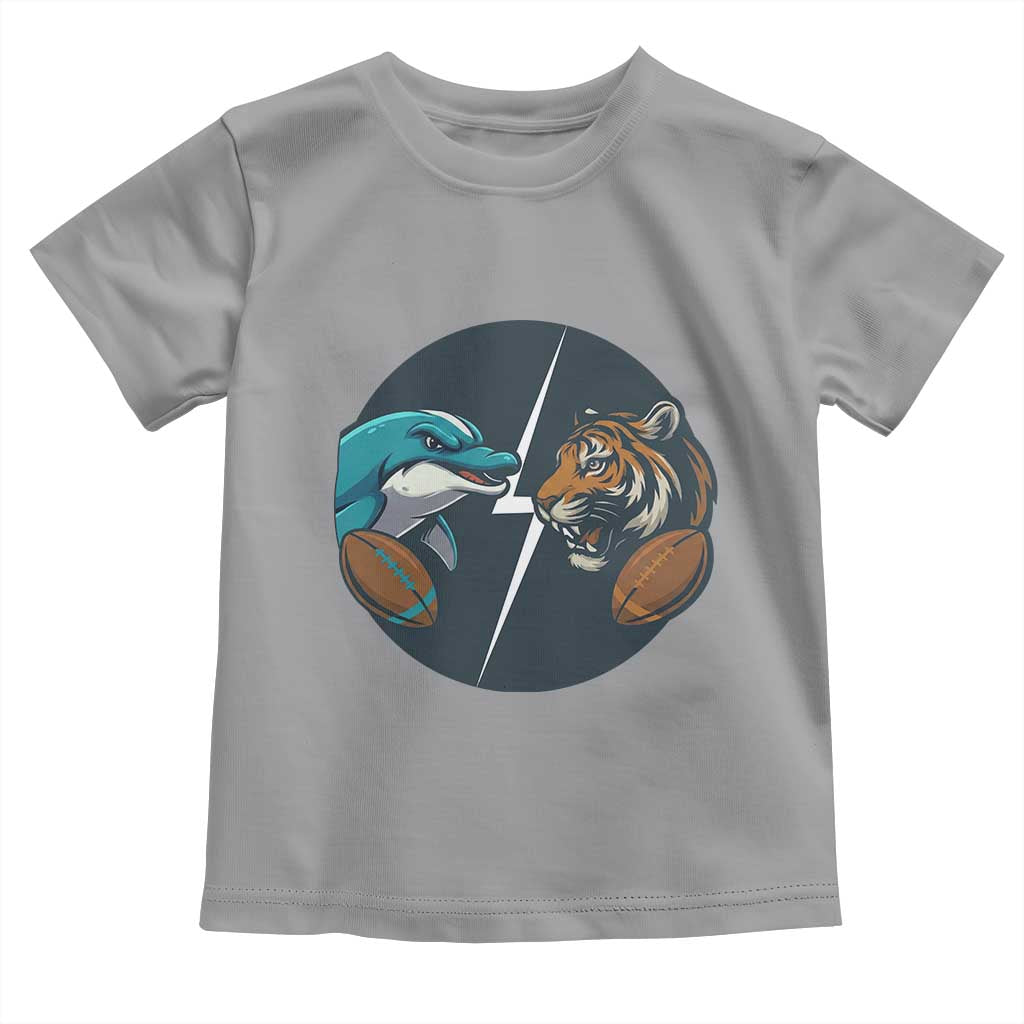 Funny Tiger Vs Dolphin Rivalry Toddler T Shirt Gift For FB Hardcore Fan TS12 Sport Gray Print Your Wear