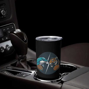 Funny Tiger Vs Dolphin Rivalry Tumbler Cup Gift For FB Hardcore Fan TS12 Print Your Wear