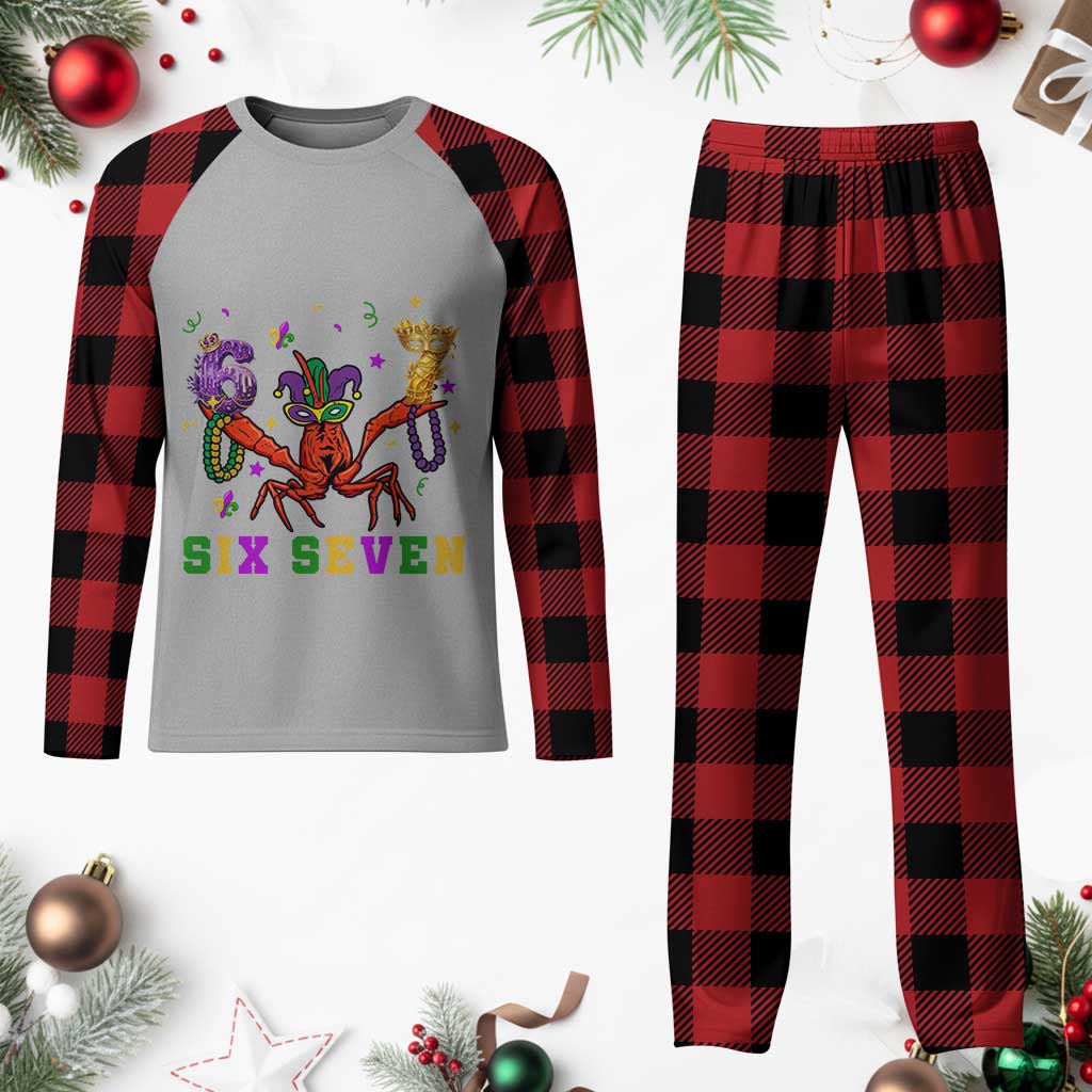 Funny 67 Crawfish Mardi Gras Plaid Pajama Set Six Seven Meme TS12 Buffalo Plaid Print Your Wear