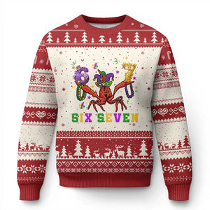 Funny 67 Crawfish Mardi Gras Ugly Christmas Sweater Six Seven Meme TS12 Beige Red Print Your Wear