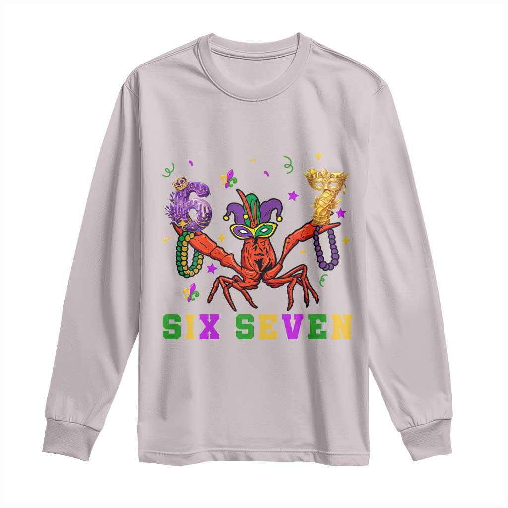 Funny 67 Crawfish Mardi Gras Long Sleeve Shirt Six Seven Meme TS12 Ice Gray Print Your Wear