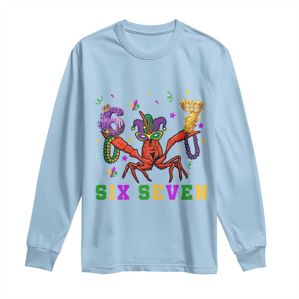 Funny 67 Crawfish Mardi Gras Long Sleeve Shirt Six Seven Meme TS12 Light Blue Print Your Wear