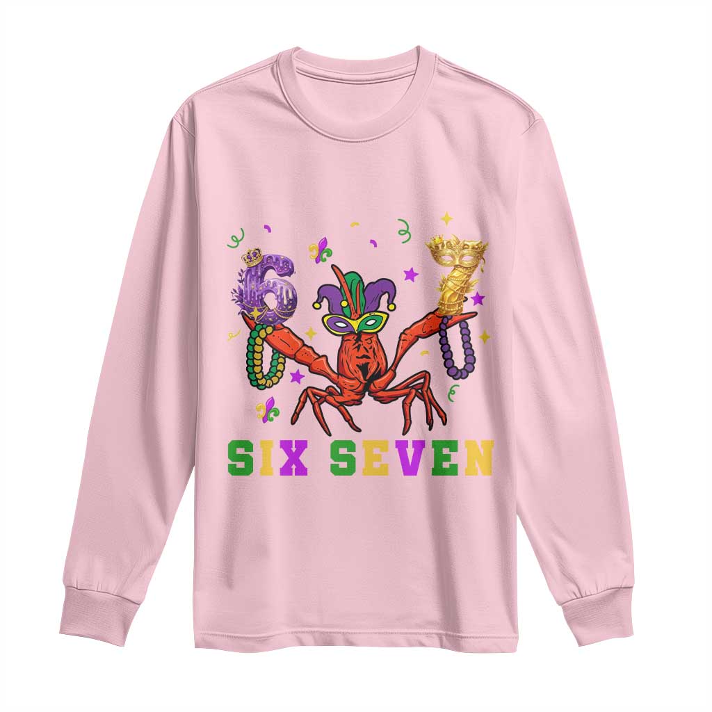 Funny 67 Crawfish Mardi Gras Long Sleeve Shirt Six Seven Meme TS12 Light Pink Print Your Wear