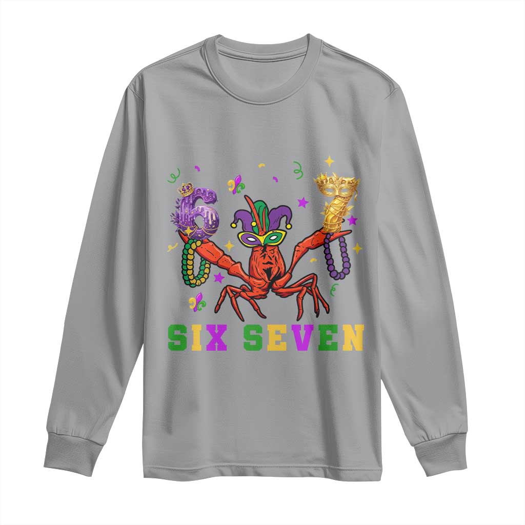 Funny 67 Crawfish Mardi Gras Long Sleeve Shirt Six Seven Meme TS12 Sport Gray Print Your Wear