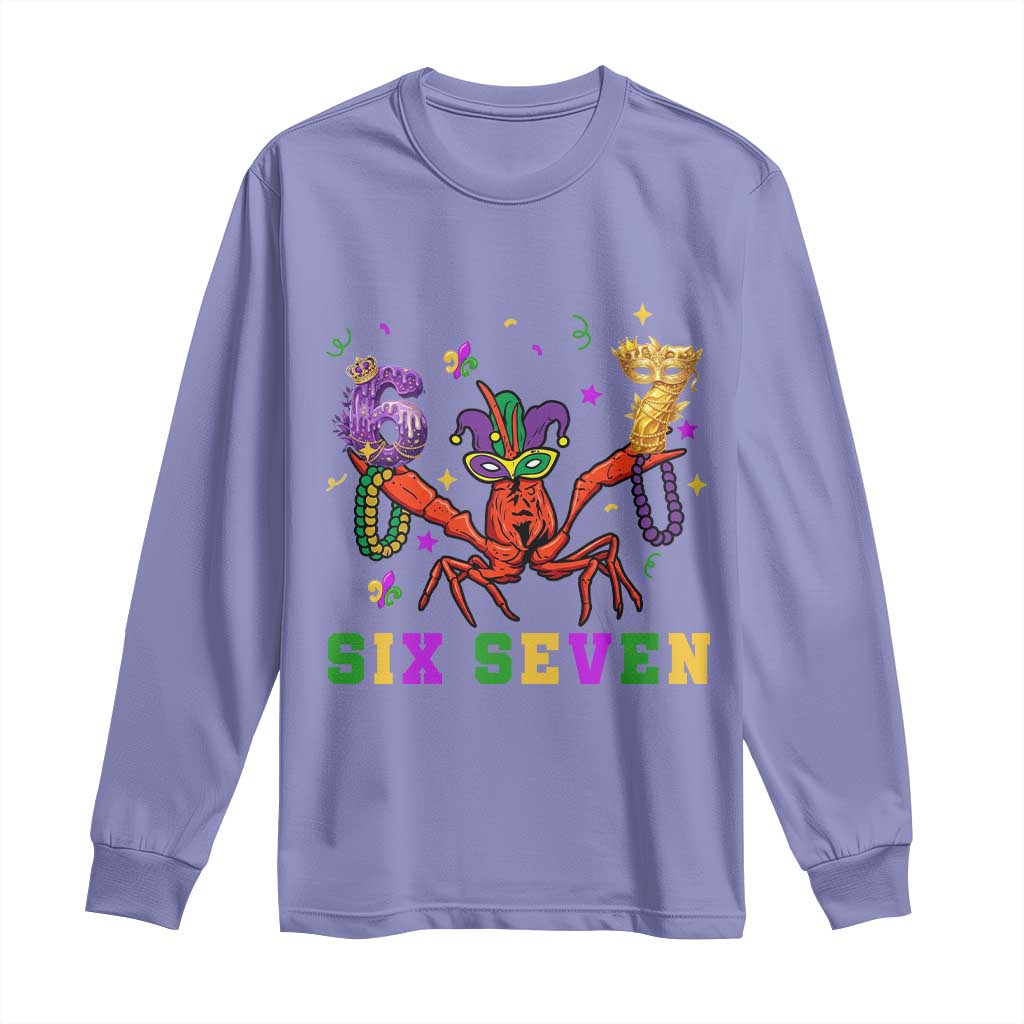 Funny 67 Crawfish Mardi Gras Long Sleeve Shirt Six Seven Meme TS12 Violet Print Your Wear