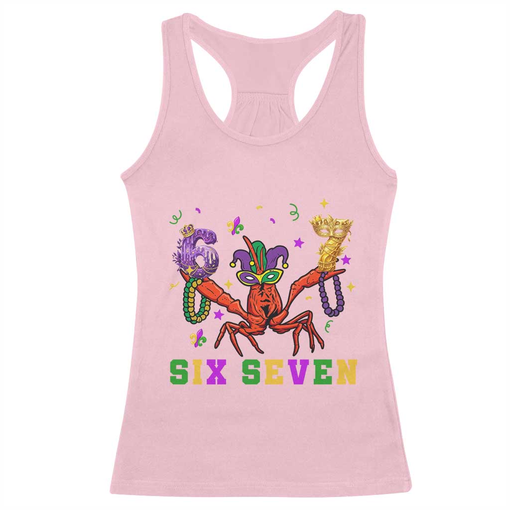 Funny 67 Crawfish Mardi Gras Racerback Tank Top Six Seven Meme TS12 Light Pink Print Your Wear