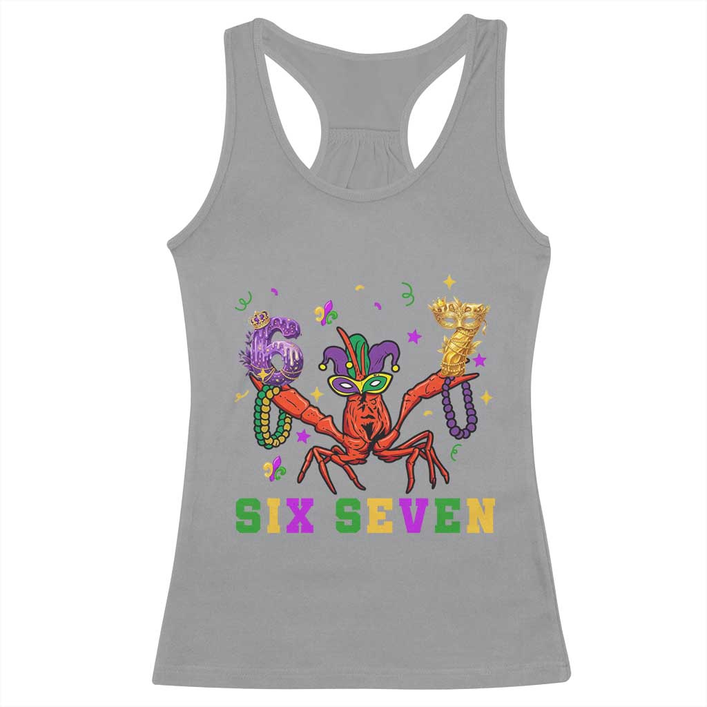 Funny 67 Crawfish Mardi Gras Racerback Tank Top Six Seven Meme TS12 Sport Gray Print Your Wear