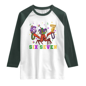 Funny 67 Crawfish Mardi Gras Raglan Shirt Six Seven Meme TS12 White Dark Forest Green Print Your Wear