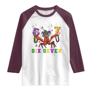 Funny 67 Crawfish Mardi Gras Raglan Shirt Six Seven Meme TS12 White Maroon Print Your Wear