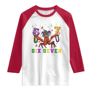 Funny 67 Crawfish Mardi Gras Raglan Shirt Six Seven Meme TS12 White Red Print Your Wear
