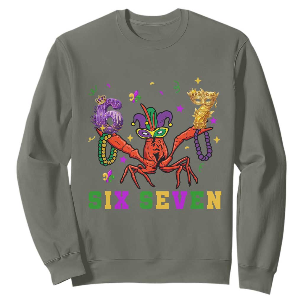 Funny 67 Crawfish Mardi Gras Sweatshirt Six Seven Meme TS12 Military Green Print Your Wear