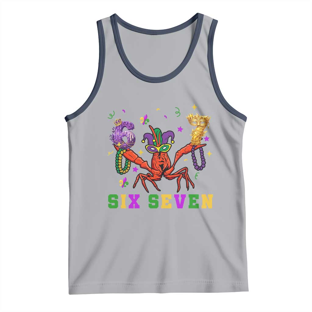 Funny 67 Crawfish Mardi Gras Tank Top Six Seven Meme TS12 Athletic Heather Navy Print Your Wear
