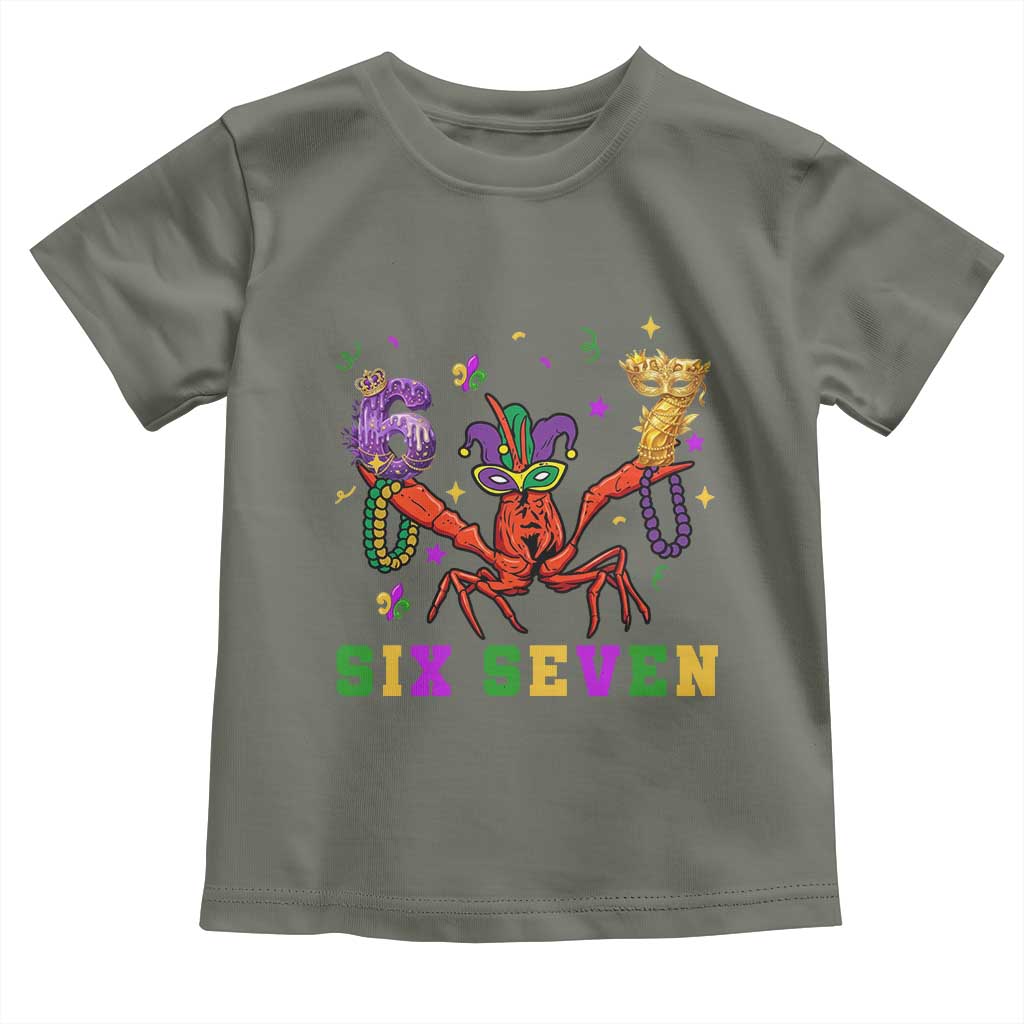 Funny 67 Crawfish Mardi Gras Toddler T Shirt Six Seven Meme TS12 Military Green Print Your Wear