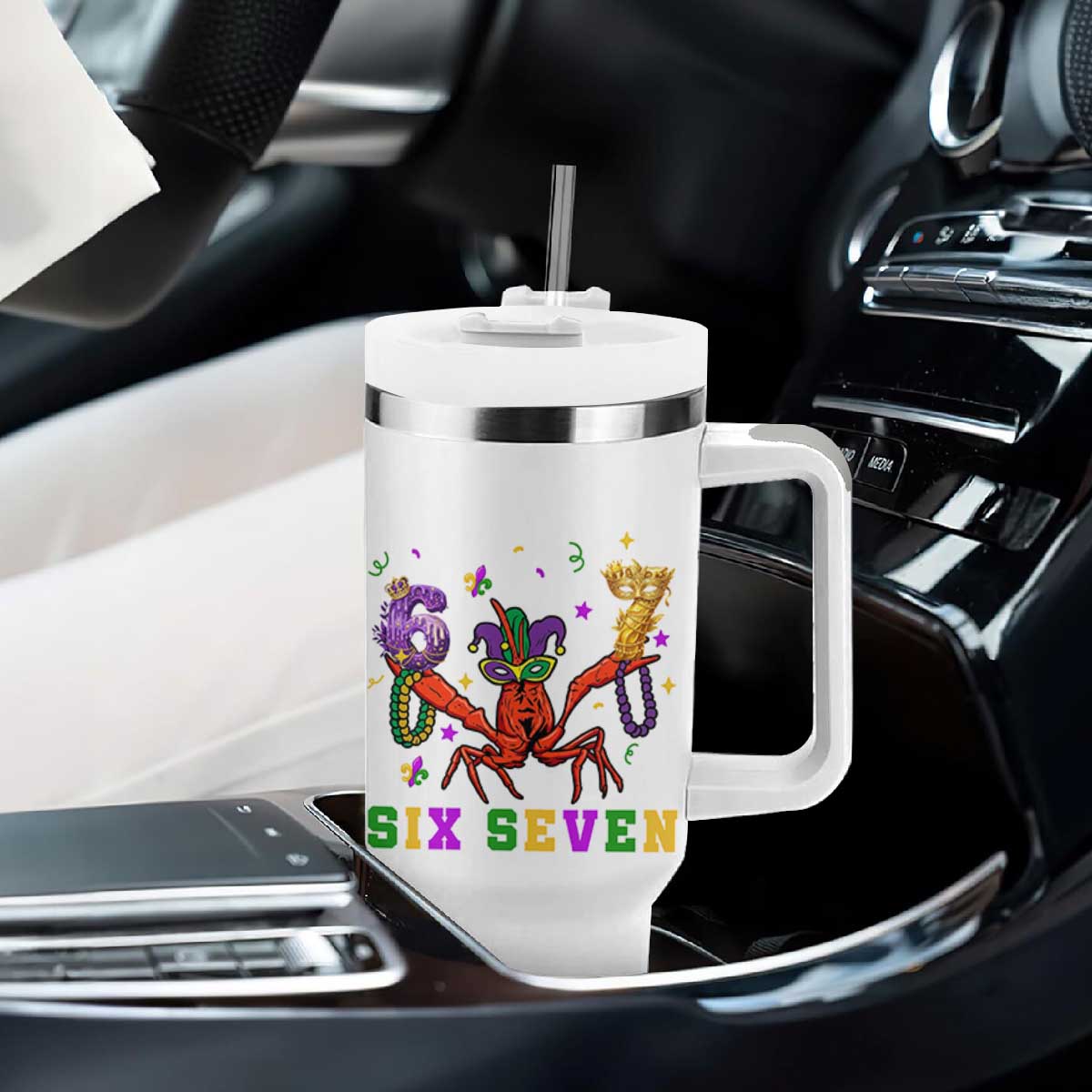 Funny 67 Crawfish Mardi Gras Tumbler With Handle Six Seven Meme TS12 Print Your Wear