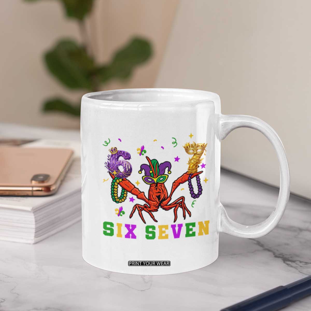 Funny 67 Crawfish Mardi Gras Coffee Mug Six Seven Meme TS12 Print Your Wear