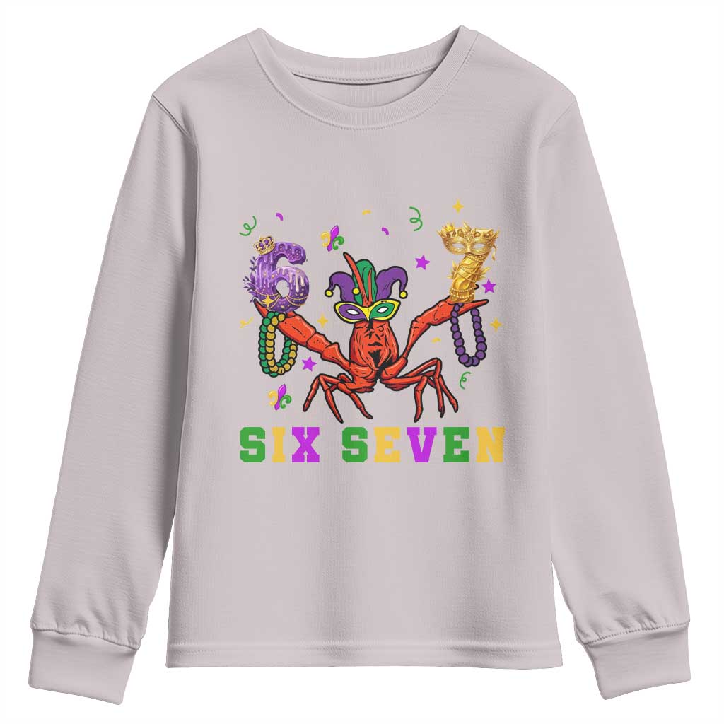 Funny 67 Crawfish Mardi Gras Youth Sweatshirt Six Seven Meme TS12 Ice Gray Print Your Wear