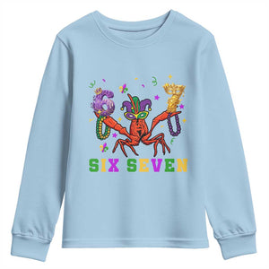 Funny 67 Crawfish Mardi Gras Youth Sweatshirt Six Seven Meme TS12 Light Blue Print Your Wear