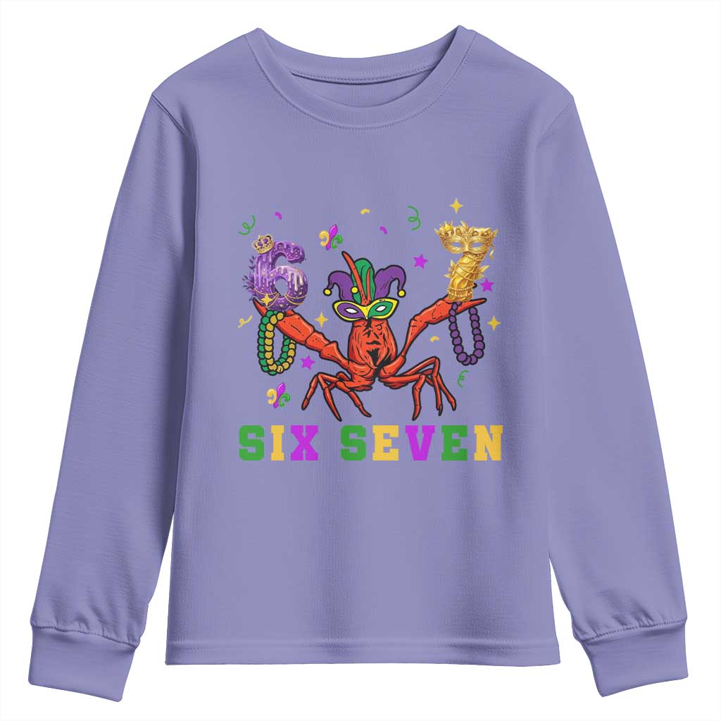 Funny 67 Crawfish Mardi Gras Youth Sweatshirt Six Seven Meme TS12 Violet Print Your Wear