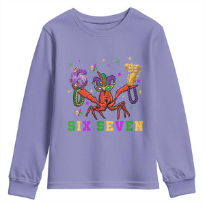 Funny 67 Crawfish Mardi Gras Youth Sweatshirt Six Seven Meme TS12 Violet Print Your Wear