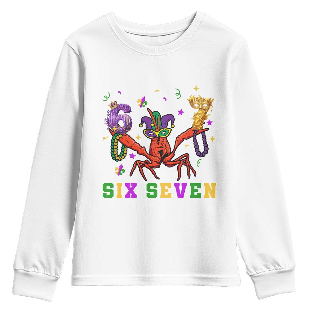 Funny 67 Crawfish Mardi Gras Youth Sweatshirt Six Seven Meme TS12 White Print Your Wear
