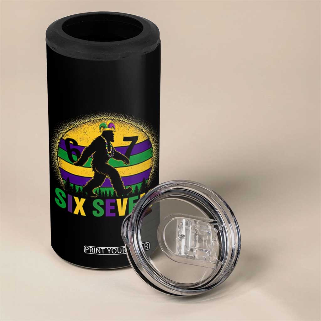 Funny Mardi Gras Bigfoot 4 in 1 Can Cooler Tumbler Six Seven Meme TS12 Print Your Wear