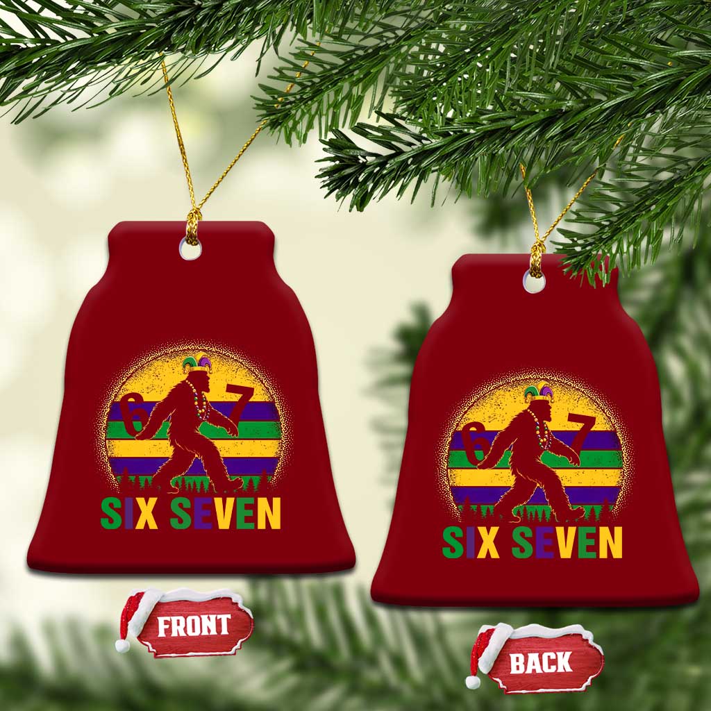 Funny Mardi Gras Bigfoot Ceramic Ornament Six Seven Meme TS12 Print Your Wear