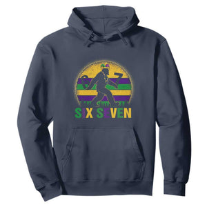 Funny Mardi Gras Bigfoot Hoodie Six Seven Meme TS12 Navy Print Your Wear