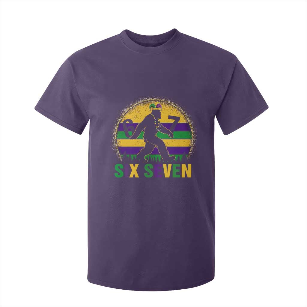 Funny Mardi Gras Bigfoot T Shirt For Kid Six Seven Meme TS12 Purple Print Your Wear