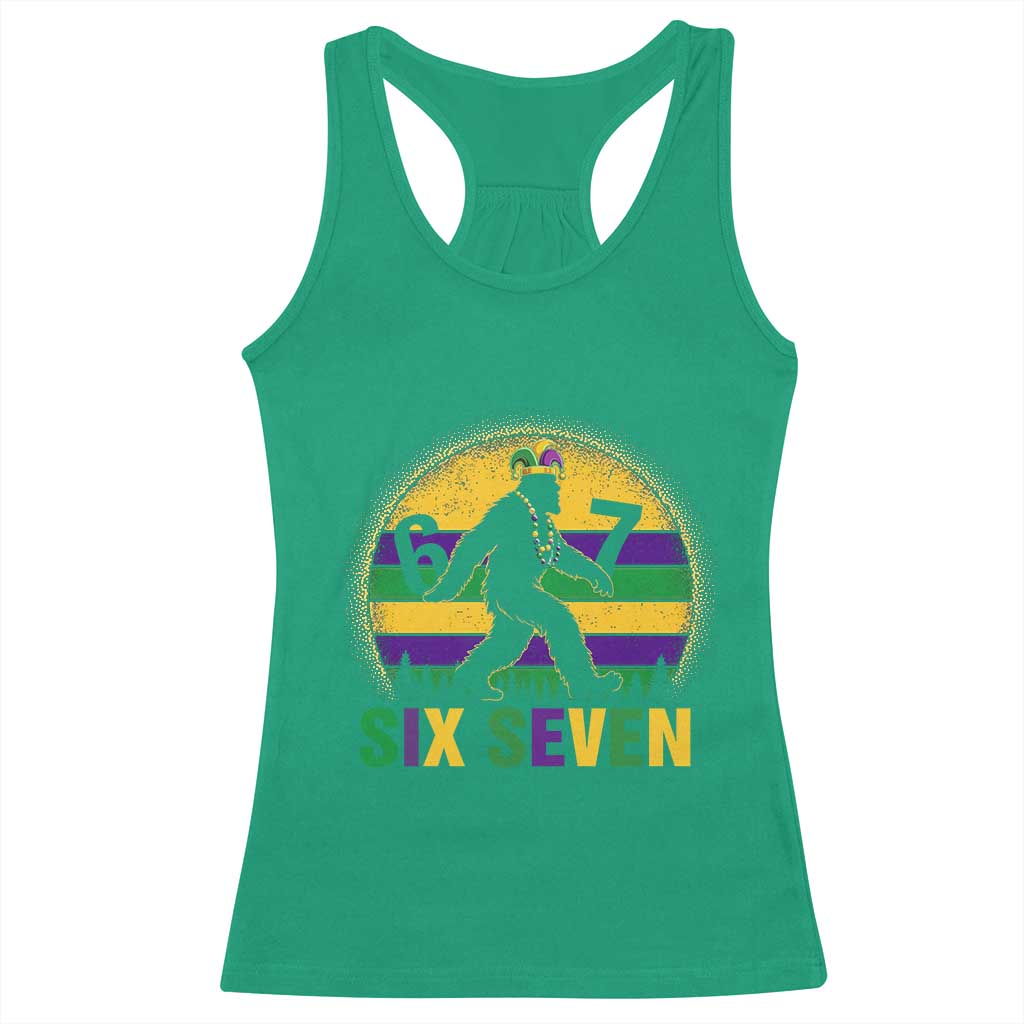 Funny Mardi Gras Bigfoot Racerback Tank Top Six Seven Meme TS12 Irish Green Print Your Wear