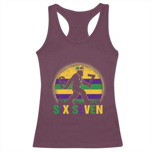 Funny Mardi Gras Bigfoot Racerback Tank Top Six Seven Meme TS12 Maroon Print Your Wear