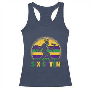 Funny Mardi Gras Bigfoot Racerback Tank Top Six Seven Meme TS12 Navy Print Your Wear