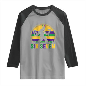 Funny Mardi Gras Bigfoot Raglan Shirt Six Seven Meme TS12 Sport Gray Black Print Your Wear