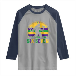 Funny Mardi Gras Bigfoot Raglan Shirt Six Seven Meme TS12 Sport Gray Navy Print Your Wear