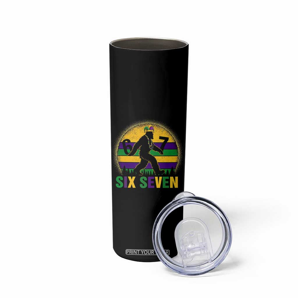 Funny Mardi Gras Bigfoot Skinny Tumbler Six Seven Meme TS12 Print Your Wear