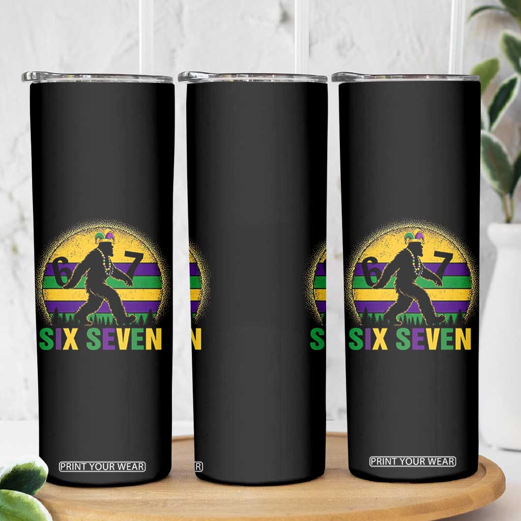 Funny Mardi Gras Bigfoot Skinny Tumbler Six Seven Meme TS12 Print Your Wear