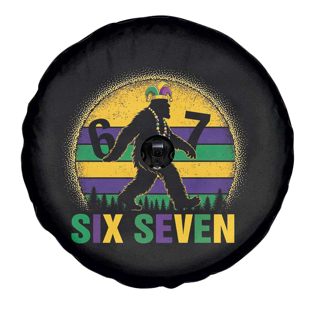 Funny Mardi Gras Bigfoot Spare Tire Cover Six Seven Meme TS12 Print Your Wear