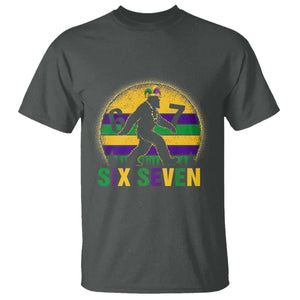 Funny Mardi Gras Bigfoot T Shirt Six Seven Meme TS12 Dark Heather Print Your Wear