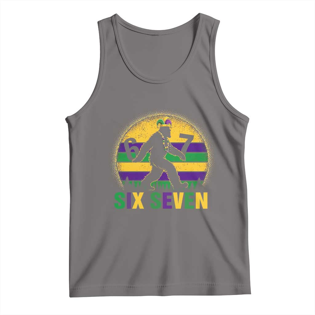 Funny Mardi Gras Bigfoot Tank Top Six Seven Meme TS12 Deep Heather Print Your Wear