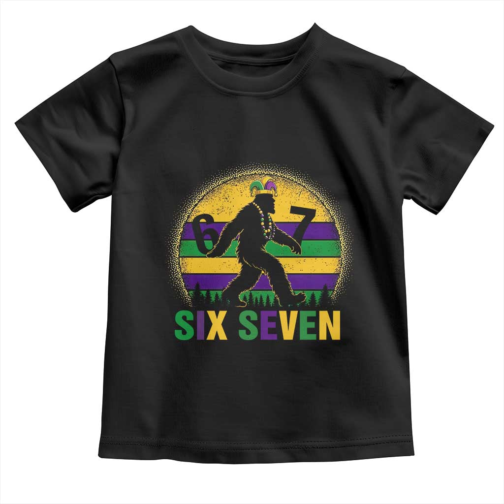 Funny Mardi Gras Bigfoot Toddler T Shirt Six Seven Meme TS12 Black Print Your Wear